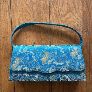 Elegant Blue and Gold Women's Handbag